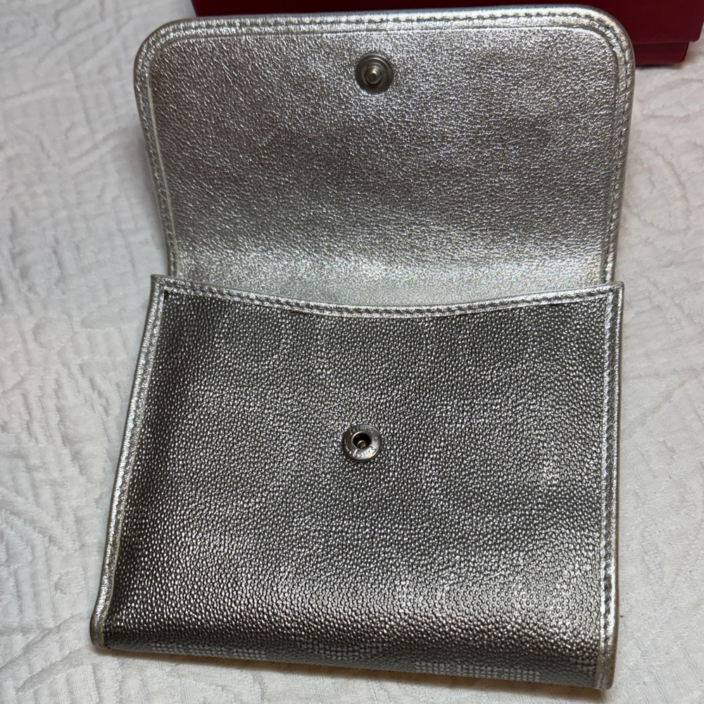 Salvatore Ferragamo Metallic Silver Wallet with Red Box! - Picture 4 of 16